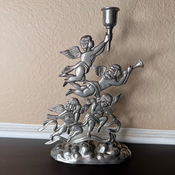Vintage Godinger Silverplate Cherub Candle Holder, Taper, Dinner Candlelight - Picture 8 of 10